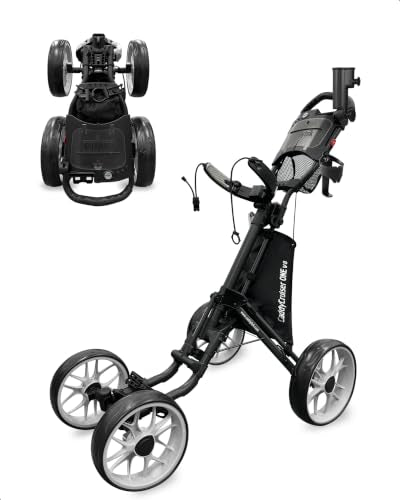 Golf Push Cart - CaddyCruiser One V8 - 4 Wheel Folding Trolley - Dark Gray