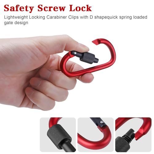 3-Inch Aluminum D-Ring Key Rings - 10 Pack Multicolored Carabiners