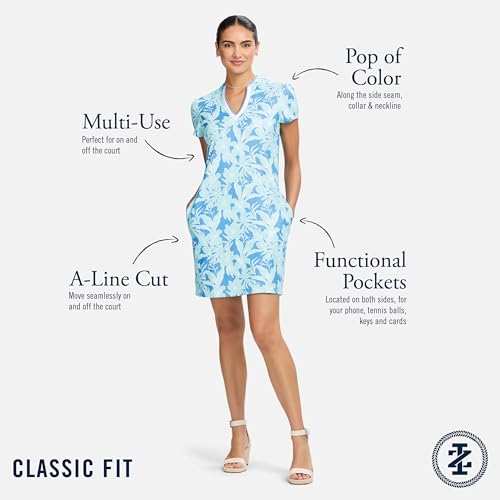 Izod Women's V-Neck Athletic Dress Large Fresh Salmon Dahlia Floral