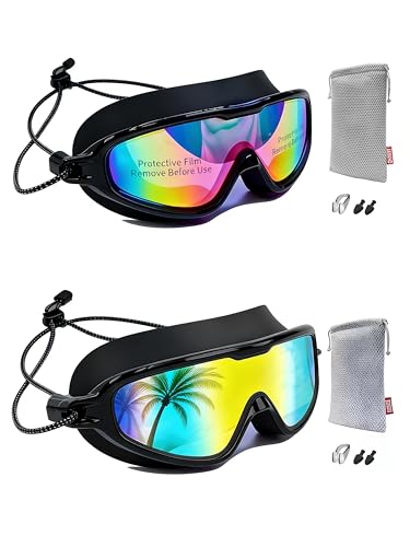 Kids Swim Goggles with Bungee Strap - Anti-Fog, No Leak - Aqua & Bright Rose