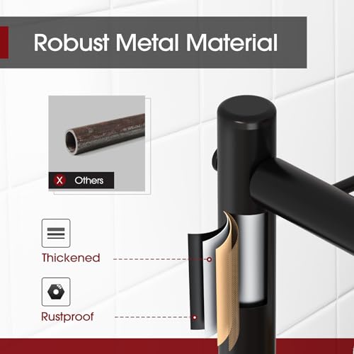 Storage Shelves - 5 Tier Shelf Organizer, Heavy Duty Garage Shelving Unit with Leveling Feet, Stable Metal Shelves Organizer for Pantry, Kitchen and Closet, 18.4" W x 12.6" D x 57.4" H, Black