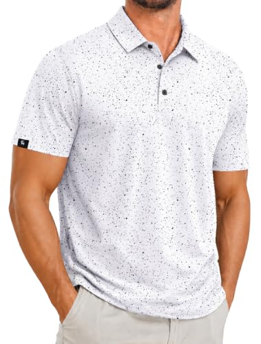ZITY Men's Golf Polo Shirt with Black Dot Print, X-Large, Moisture-Wicking