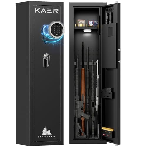 Long Gun Safe for 5 Scoped Rifles & Shotguns - Black