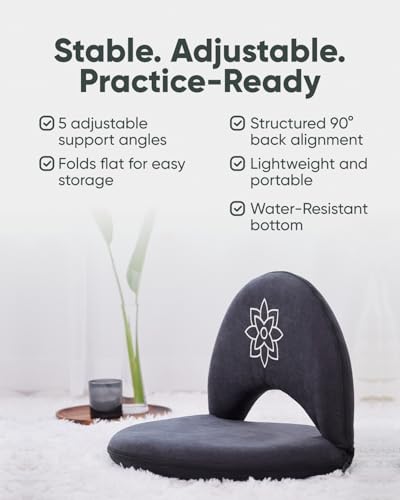 Adjustable Meditation Chair with Back Support - Charcoal Black