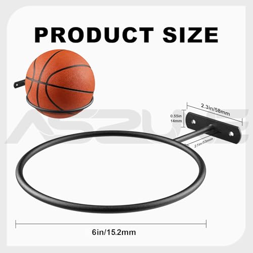 Wall-Mounted Ball Holder Rack - 2 Pack, 6 Inch - Black