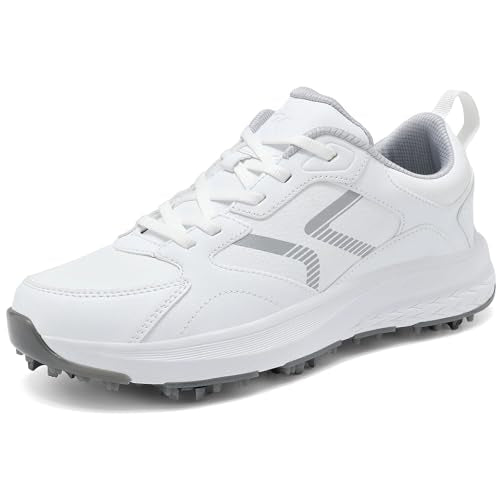 Mens White Spiked Golf Shoes Non Slip Waterproof Professional - DARIBOM 12