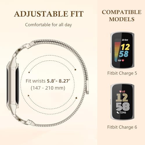 GEAK Advanced Starlight Fitbit Charge 6/5 Bands – Stylish Adjustable Watch Straps for Women & Men