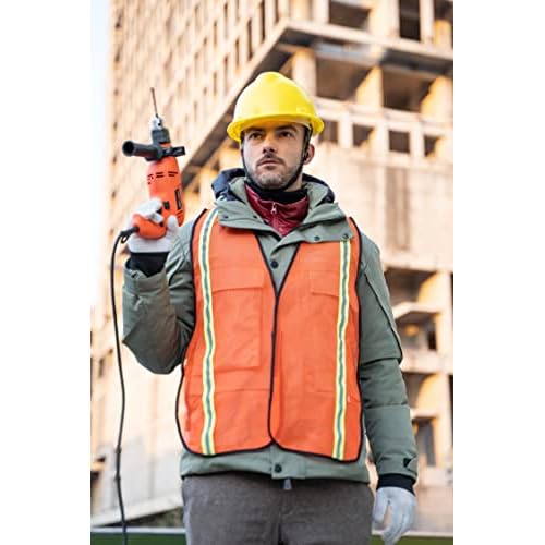 Dazonity Safety Vests,10pcs,Mesh,High Visibility Reflective Strips, Fit for Men & Women, Work, Construction,Surveyor, Parking,Warehouse,Volunteer, Crossing Guard, Road