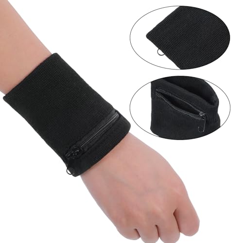 Breathable Wrist Wallet Set - 4PCS Zippered Sweatbands for Sports