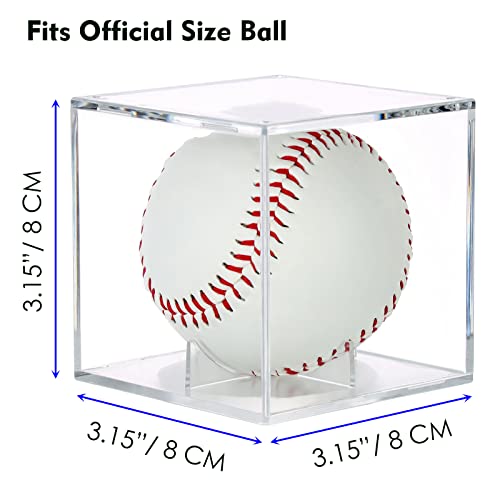 4-Pack UV Protected Clear Acrylic Baseball Display Cases - Dustproof Autograph Holders