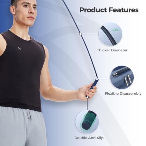 KEEP Dark Night Blue 2-in-1 Weighted Jump Rope with Cordless & Adjustable Rope for Home Gym
