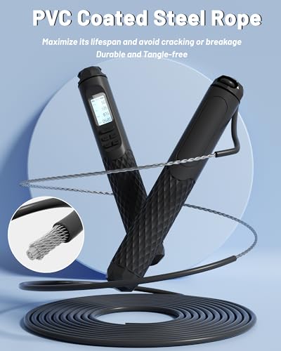 nonogo Black Cordless Jump Rope with Counter - Adjustable Smart Fitness Rope for Men Women Kids