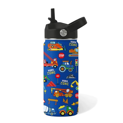 Trucks2 16oz Stainless Steel Water Bottle with Straw Lid - Insulated Leakproof Travel Cup