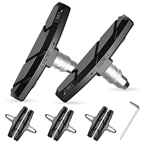 70mm V-Brake Bike Brake Pads - 6 Pcs Set with Wrench & Shims - Black