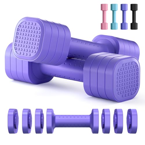 Adjustable Dumbbell Set for Women - 4 in 1 Free Weights - Purple