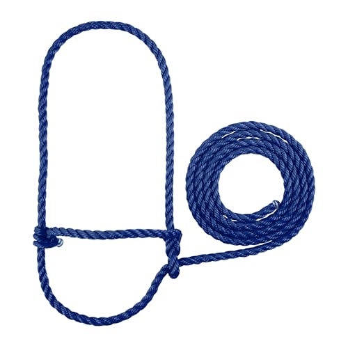 Braided Poly Rope Cattle Halter - Adjustable Blue, One Size