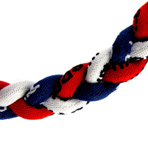 18-Inch Three-Color Braided Rope Necklace - Dark Blue, Red & White