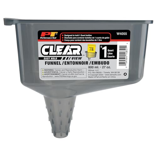 Clear View Easy Hold 2 Pint Automotive Funnel - Hands-Free Oil Changes