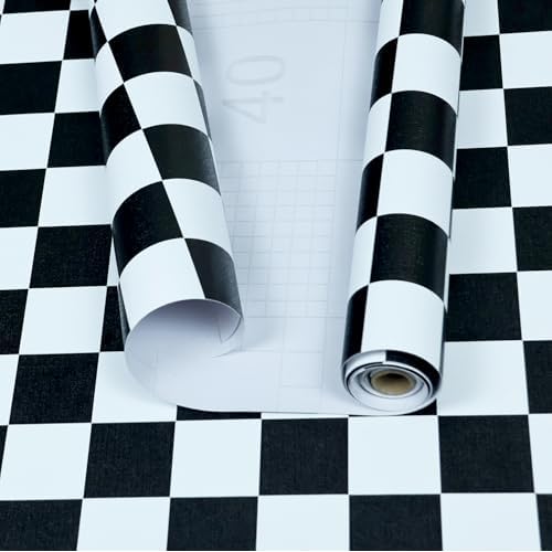 Hopeak Black and White Mosaic Peel and Stick Wallpaper Self-Adhesive Lattice Removable Decorative Wallpaper for Home Office Store Wall and Furniture Decoration 17.3 x 118 inches