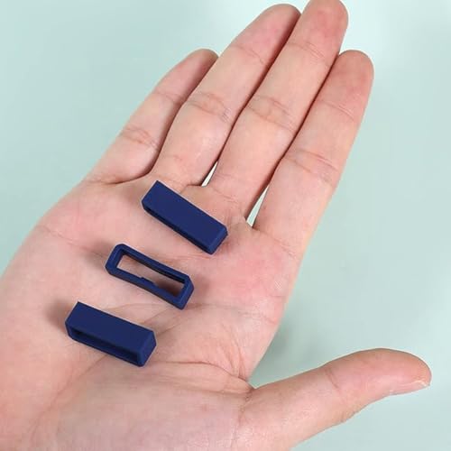 18mm Silicone Watch Band Keeper Loop - 6 Piece Set, Dark Blue