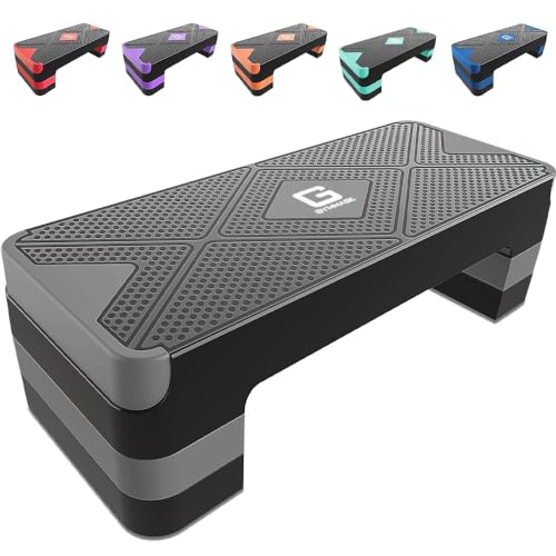 Adjustable Aerobic Exercise Step Platform - Gray, 26.5" Deck