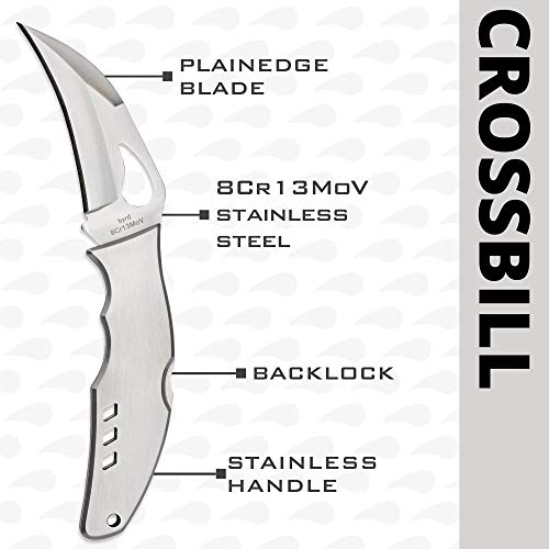 Spyderco Crossbill Folding Knife with PlainEdge – 8Cr13MoV, Hawkbill