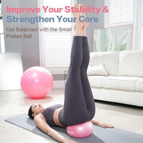 9 Inch Mini Pilates Ball - Anti-Burst Non-Slip Yoga Ball for Core Strength & Stability