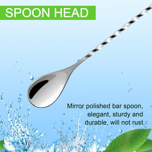 Cocktail Mixing Stirrers with Trident Fork - 12" Silver, 2 Pcs