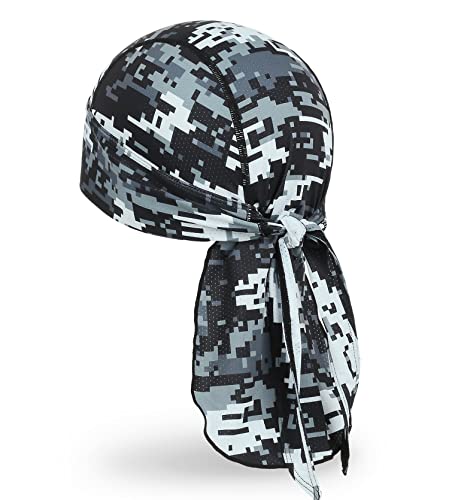 Cooling Do Rags Skull Cap Helmet Liner - Digital Camo Gray, Breathable Sweat-Seal