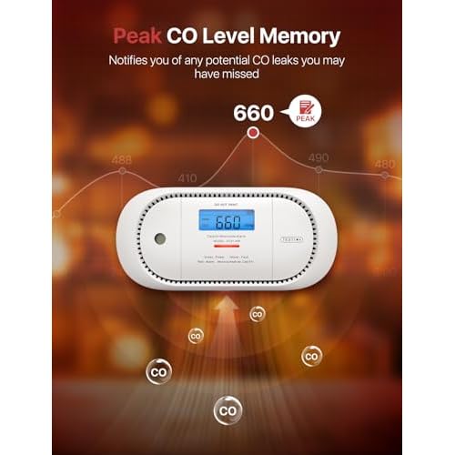 X-Sense Wireless Interconnected Carbon Monoxide Detector, Replaceable Battery Powered CO Alarm with Digital Display and Peak Value Memory, XC01-WR