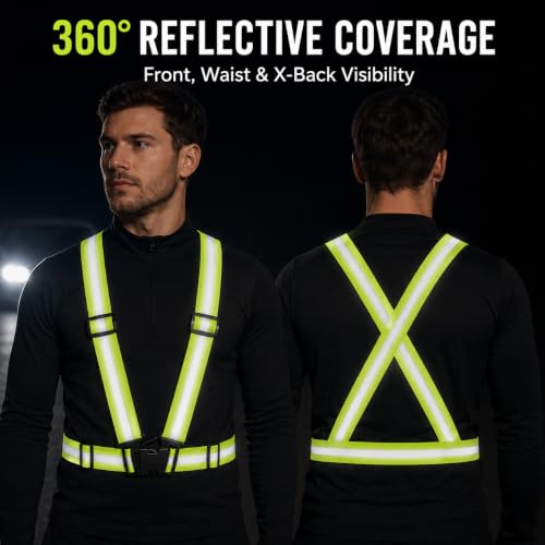 High Visibility Reflective Harness Vest - Green, Adjustable Fit