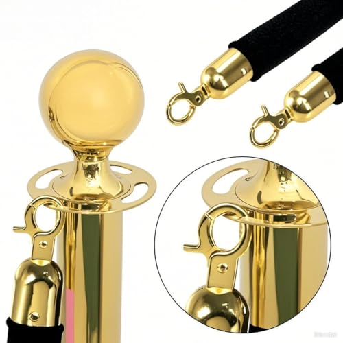 Okllen 4 Pack Black Velvet Stanchion Ropes with Gold Hooks, 5 Ft Crowd Control Barrier for Carpet Events Movie Theaters Hotels