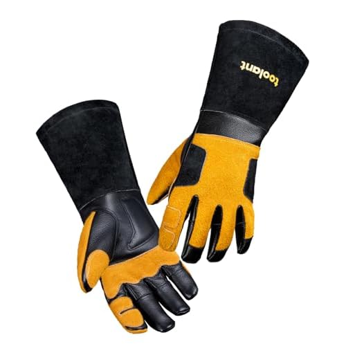 toolant Welding Gloves for Men, Leather Cowhide Mig/Stick Welding Gloves, for Welding, for Grill, for Gardening