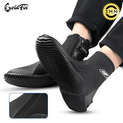 GoldFin Diving Boots 3mm/5mm Black US Man 10, US Lady 11