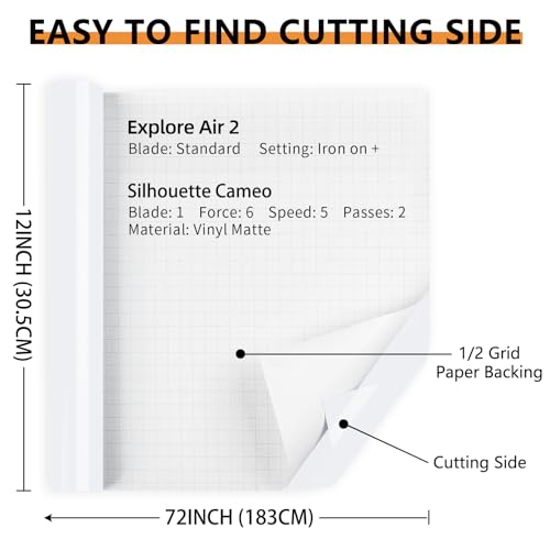 Permanent Glossy White Vinyl Roll - 12" x 6FT for DIY Projects