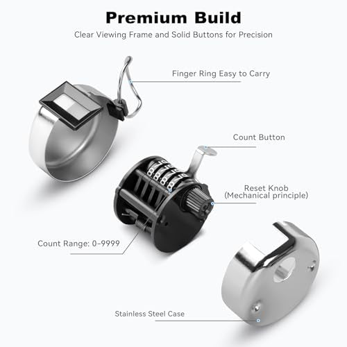 Durable Metal Clicker Counter Set - 2 Pack with 4-Digit Display