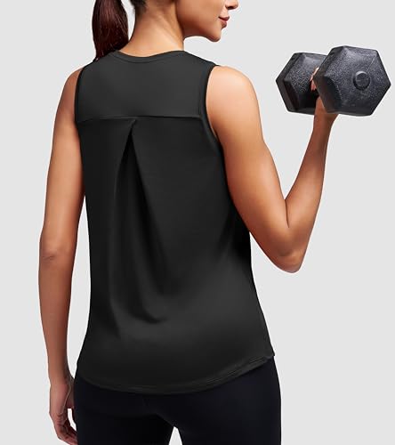 Workout Tank Top for Women - Athletic Sleeveless Outfit - Large Black