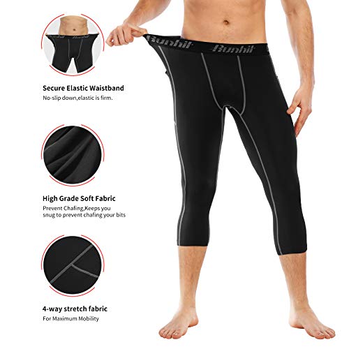 Men's 3/4 Compression Pants with Pockets - White, 3X-Large