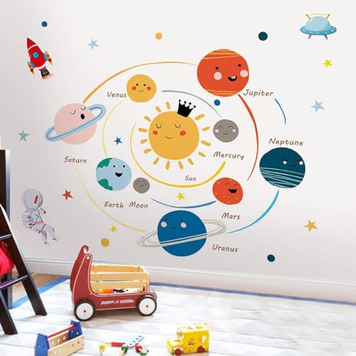 Planets Wall Sticker Solar System Wall Decals Children Wall D?cor Removable Art Decor Space Decoration for Boys Girls Bedroom Wall Decals