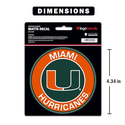 Miami Hurricanes Vinyl Car Decal - 4 Inch Sticker
