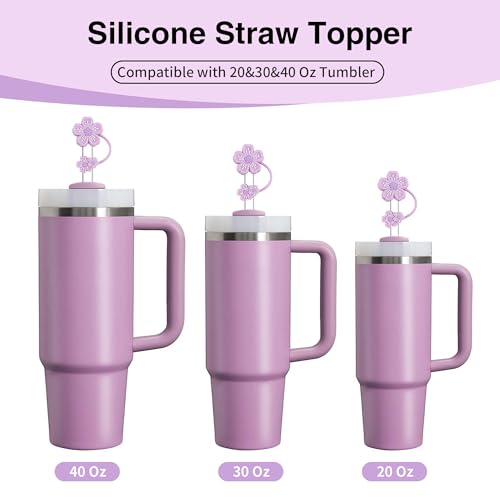 4 Pcs Cherry Blossom Straw Topper for 10mm Tumbler Straws - Colourful