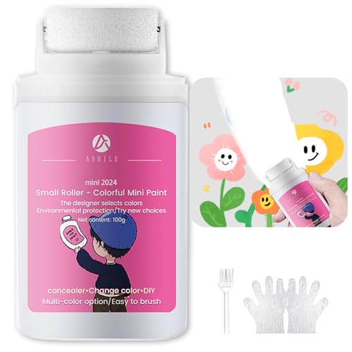 White Paint for Wall 3.5oz Small Roller & Repair Tool Kit - Flat/Ceiling Surfaces Quick Fix for Stains