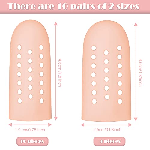 20 Pcs Silicone Finger Cots - Breathable Gel Caps for Eczema - Nude Color