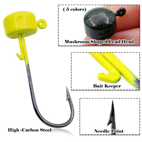 Ned Rig Jig Heads - 10pcs Mushroom Heads 1/16oz for Bass Fishing
