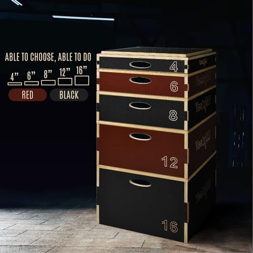 Plyometric Jump Box - 3 in 1 Adjustable Wooden Platform - 6" Black