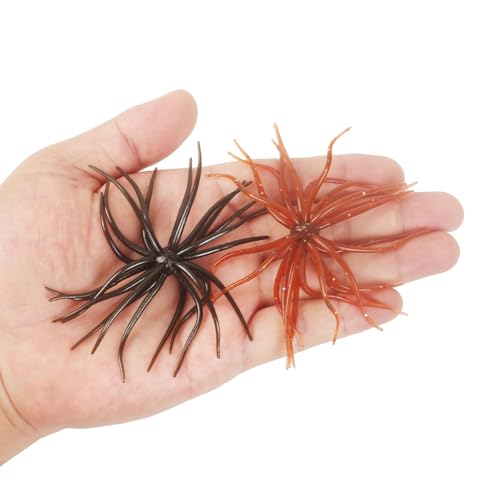 Silicone Soft Dice Fishing Lures - 12pcs Tentacle Baits Black & Brown