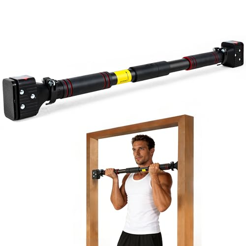 Leikefitness Adjustable Red Doorway Pull-Up Bar for Upper Body Workout