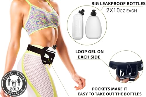 Hydration Running Belt with Bottles - Unisex Waist Pouch for Runners