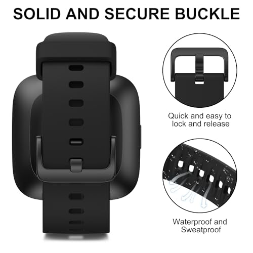 Soft Silicone Sport Replacement Band for Fitbit Versa 2 - Black