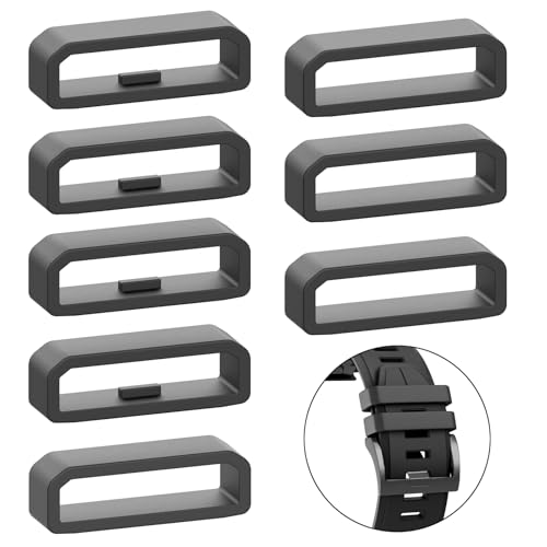 26mm Watch Band Keeper Loops - Black Silicone Fastener Rings